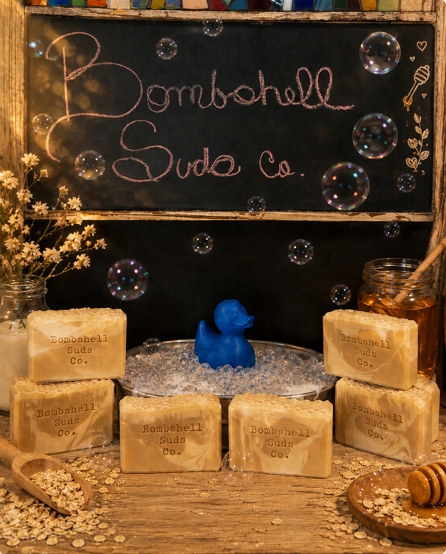Oatmilk and Honey handmade cold-process soap bar by Bombshell Suds Co