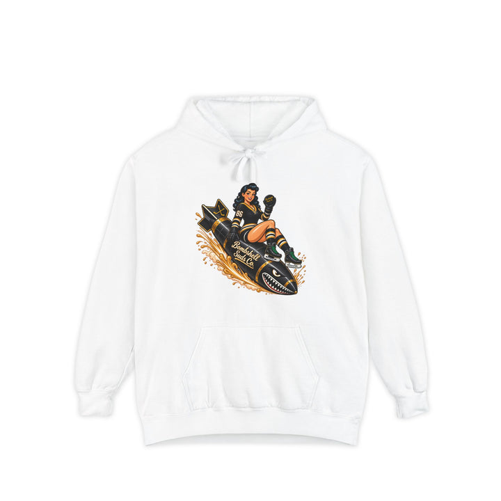 Bombshell Suds Co. Hockey Pinup Hoodie in White