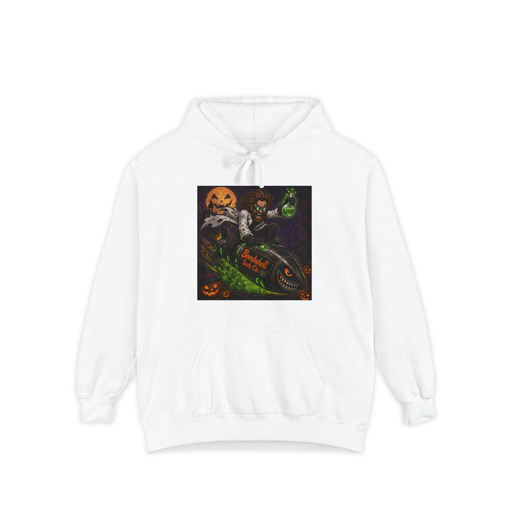 Bombshell Suds Co. Mad Scientist Pumpkin Rider Hoodie in White