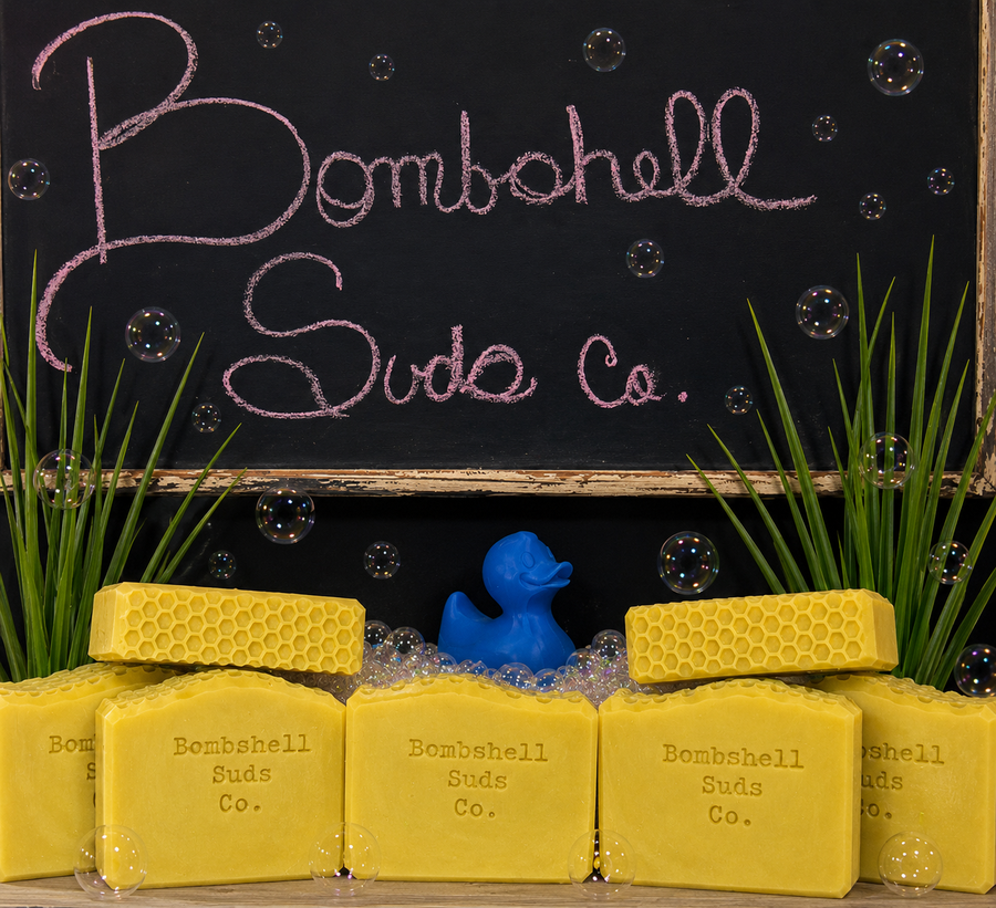 Lemongrass handmade cold-process soap bar by Bombshell Suds Co