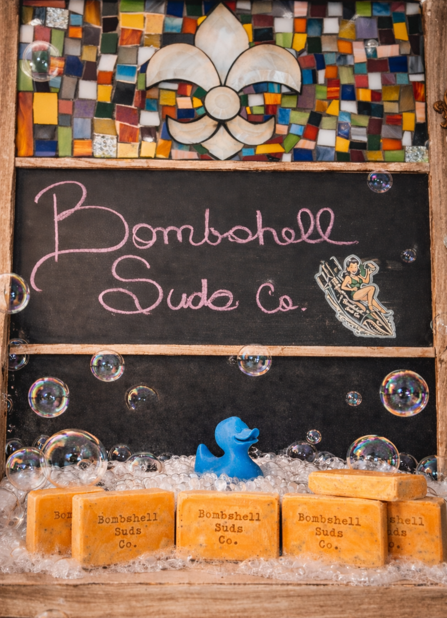 Tobacco Bourbon handcrafted cold-process soap bar by Bombshell Suds Co, with tobacco leaf, leather, vanilla bourbon, and warm woods