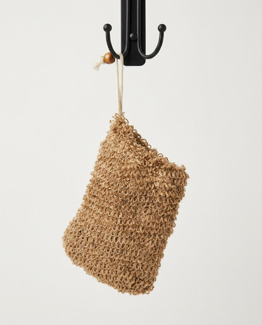 Eco-friendly jute soap saver pouch by Bombshell Suds Co