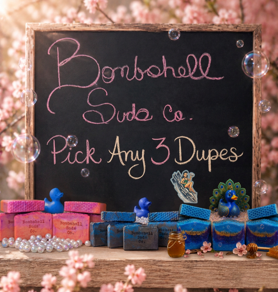 Build Your Own 3-Bar Premium Soap Bundle by Bombshell Suds Co, three customizable fragrance-forward cold-process soap bars